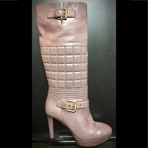 Light Purple Leather Stiletto Tall Boots, Size 5.5 - Picture 2 of 7